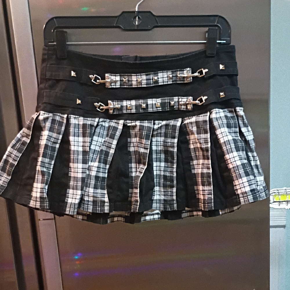 Tripp NYC Black and White Plaid Skater Skirt